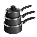 Sainsburys Sainsbury's Home 3 Piece Aluminium Saucepan Set Grey- Buy online at McGrocer