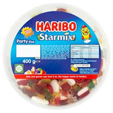 Sainsburys Haribo Starmix Drum Mixed Fruit Flavour Gummy Sweets 400g- Buy online at McGrocer