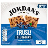Barritas de cereales de avena masticables con arándanos Jordans Frusli, 6 x 25 g