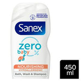 Sainsburys Sanex Zero% Hypoallergenic Nourishing Baby Bath Foam & Shampoo 450ml- Buy online at McGrocer