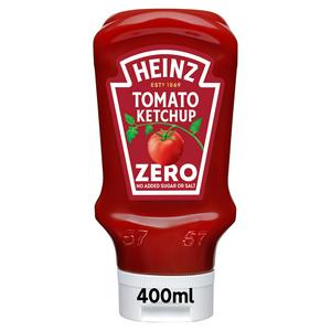 Sainsburys Heinz Tomato Ketchup Zero Added Sugar & Salt 400ml- Buy online at McGrocer