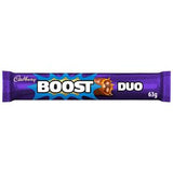 Barre Cadbury Boost Duo Chocolat au lait et caramel, 63 g