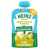 Sainsburys Heinz Apple Pear Banana Fruit Puree Pouch Baby Food 6+ Months 100g- Buy online at McGrocer