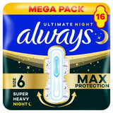 Sainsburys Always Ultra Night Sanitary Towels Size 6 Wings 50 Pack- Buy online at McGrocer