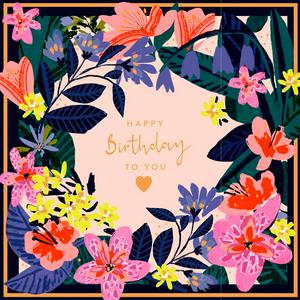 Sainsbury's Happy Birthday Card Floral Wreath Greeting Card 15.9cm