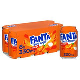Fanta Orange Zero Sparkling Orange Soft Drink 8x330ml - British product
