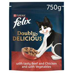 Sainsburys Felix Doubly Delicious Beef Chicken & Vegetables Dry Cat Food 750g- Buy online at McGrocer