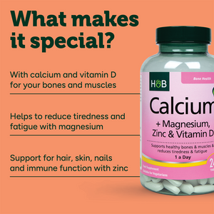 Calcium, Magnesium, Vitamin D, and Zinc Dietary Supplement Tablets, 240 Count