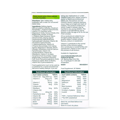 Holland & Barrett Conception Support Tablets for Women with Zinc, Vitamin D, C, and Iron – 30 Count- Buy online at McGrocer