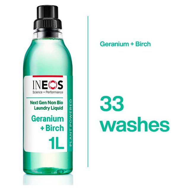 INEOS Non Bio Laundry Liquid Detergent Geranium + Birch 33 Washes 1000ml