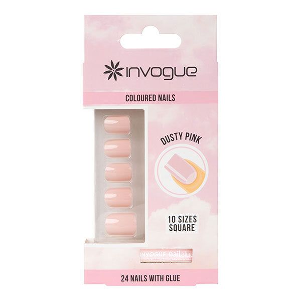 Invogue Dusty Pink Square Nails - Pack of 24