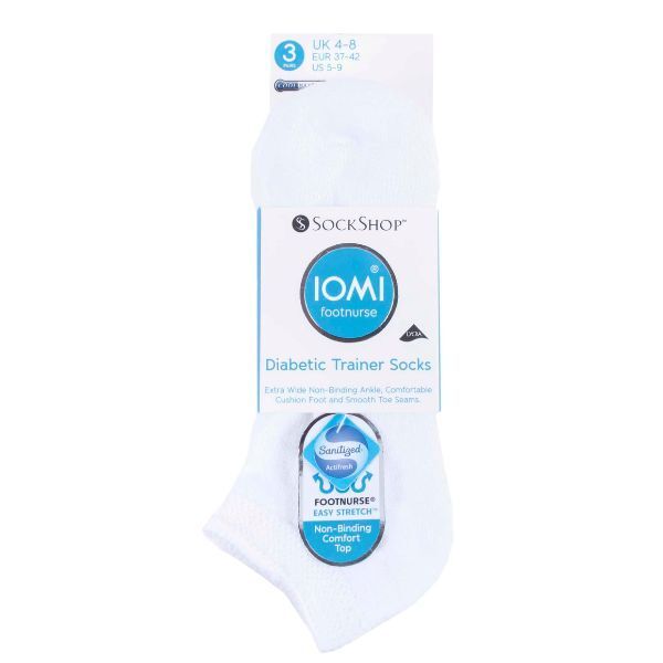 IOMI 3 Pairs Cushioned Trainer Diabetic Socks 4-8 UK
