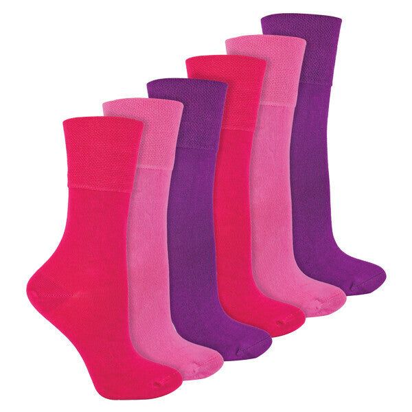 IOMI 6 Pairs Ladies Seamless Diabetic Bamboo Socks 4-8 UK Pink / 6EA