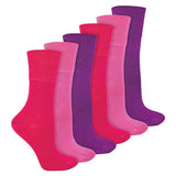 IOMI 6 Pairs Ladies Seamless Diabetic Bamboo Socks 4-8 UK Pink / 6EA