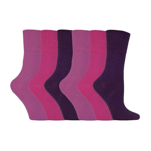 IOMI Ladies 6 Pairs Non Elastic Diabetic Socks 4-8 UK Purple / 6EA