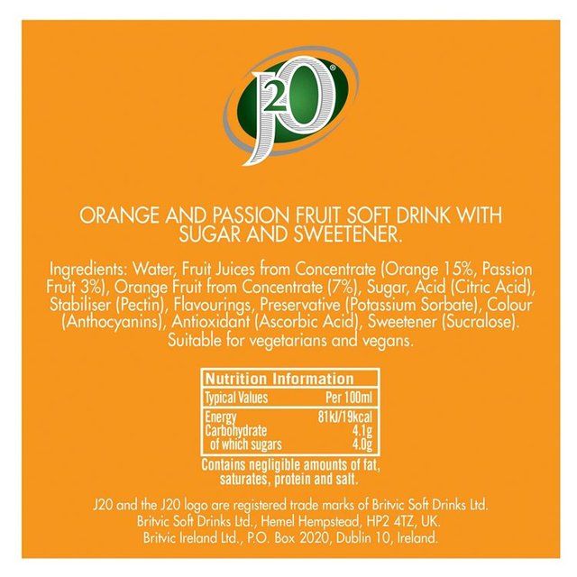 J2O Orange & Passion Fruit 4 x 275ml