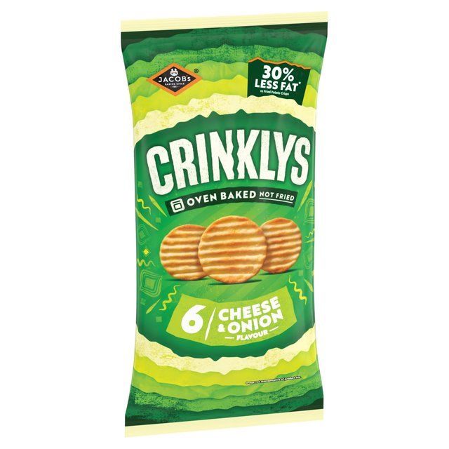 Jacob's Crinklys Cheese & Onion Multipack Snacks 6 per pack