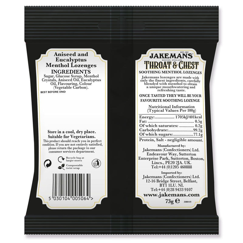 Jakemans Throat & Chest Lozenges, 12 x 73g