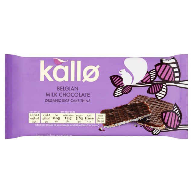 Kallo Organic Milk Chocolate Rice Cake Thins 90g