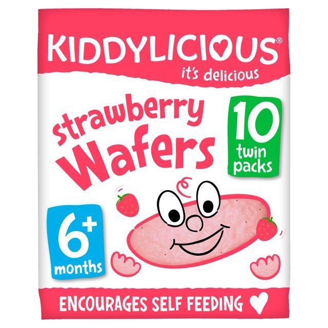Kiddylicious Strawberry Maxi Wafers Baby Snacks Multi 10 x 4g