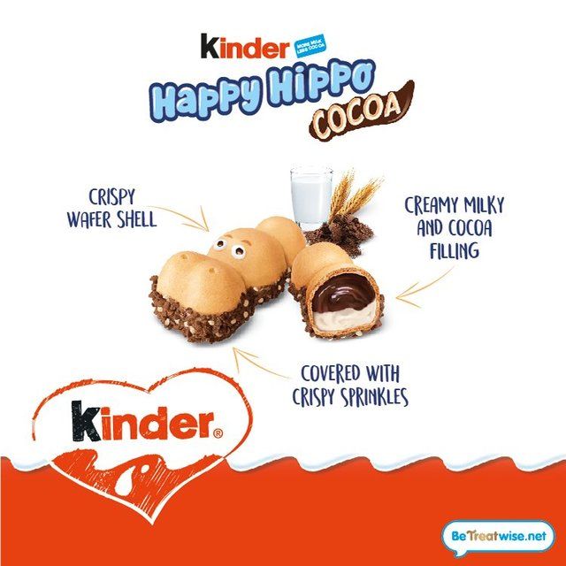 Kinder 5 Happy Hippo Milk & Cocoa Cream Biscuits 103.5g