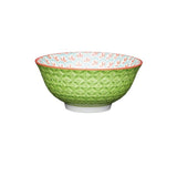 KitchenCraft Bright Green Geometric Print Ceramic Bowls