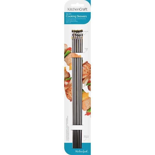 KitchenCraft Stainless Steel Flat Sided Skewers 30cm