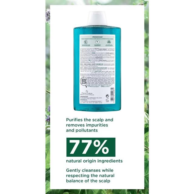 Klorane Anti-pollution Shampoo with Organic Aquatic Mint for Normal Hair 400ml