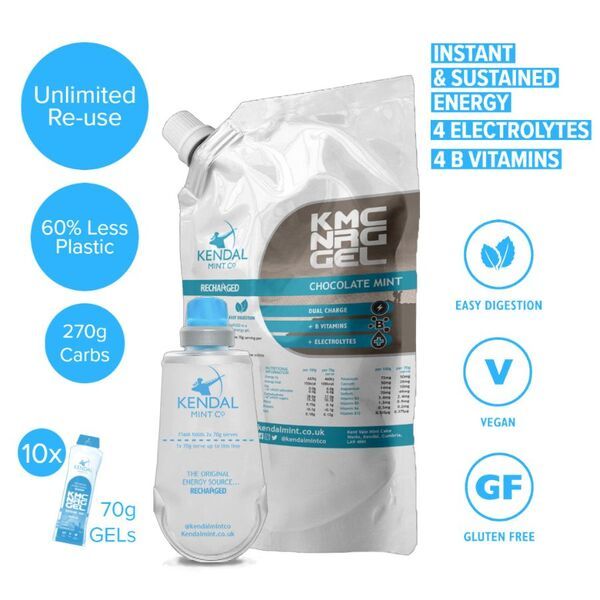 KMC Energy Gel Refill Chocolate Mint + Flask Bundle