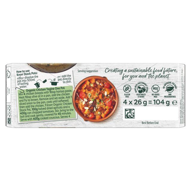 Knorr 4 Organic Chicken Stock Pot   104g