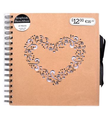 Kraft Laser Cut Heart Scrapbook Photo Album - 40 Sheets