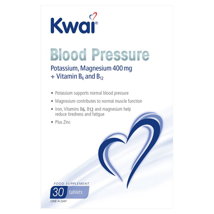 Kwai Blood Pressure Potassium, Magnesium + Vitamin B6 and B12 30 Tablets