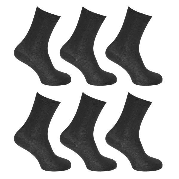 Ladies/Womens Non Elastic Boot Socks (Pack Of 6) (4-8) Black
