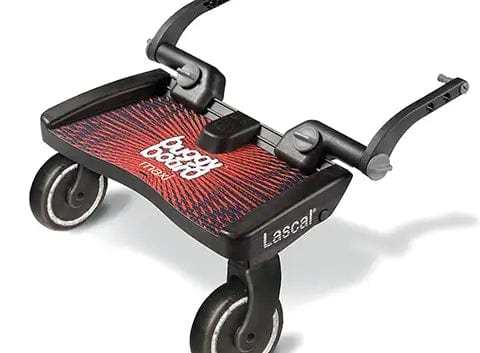 Lascal BuggyBoard Maxi red ride-on board with grey fittings - British product