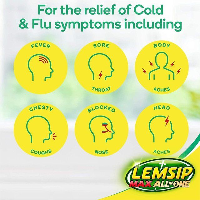 Lemsip Max All in One Lemon Sachets Paracetamol Cold Flu 8 per pack