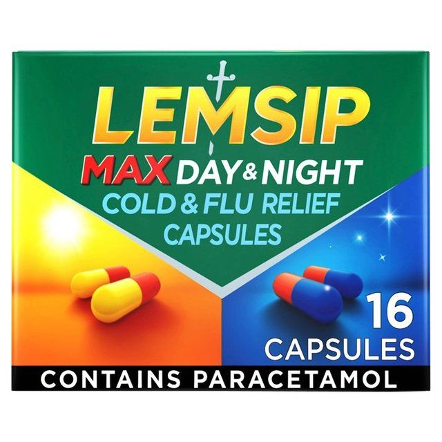 Lemsip Max Day & Night Capsules Paracetamol Cold & Flu 16 per pack