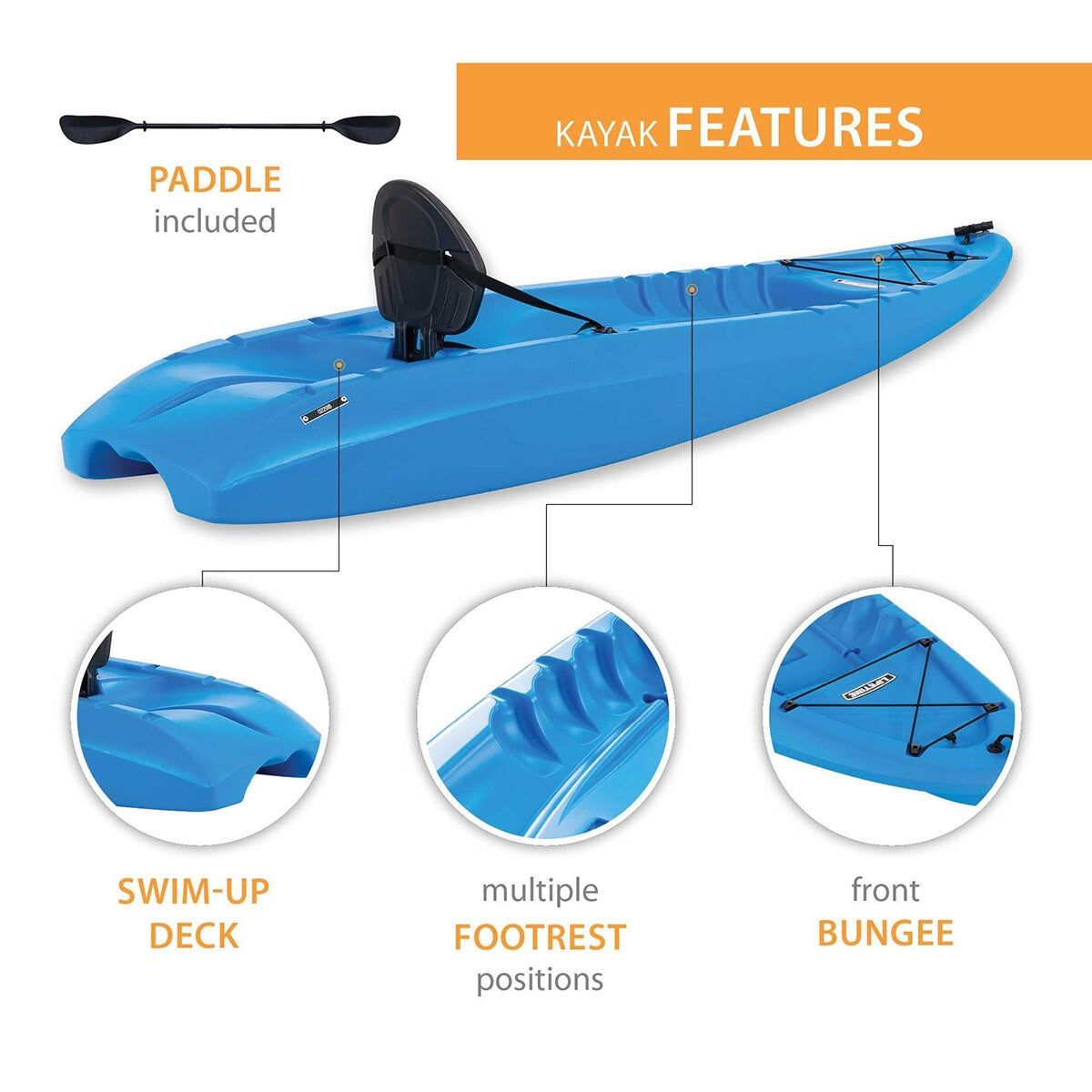 Lifetime Hydros 8ft 5" (256 cm) 1 Person Sit On Kayak With Paddle