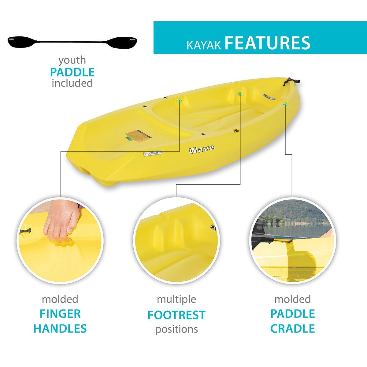 Lifetime Wave 6ft (180 cm) Sit On Youth Kayak + Paddle