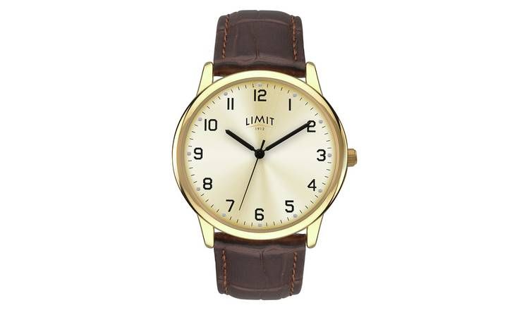 Limit Men's Brown Faux Leather Strap Watch