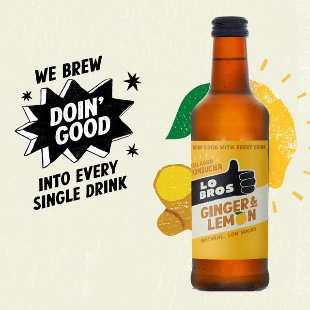 Lo Bros Kombucha Ginger & Lemon Low Sugar   330ml