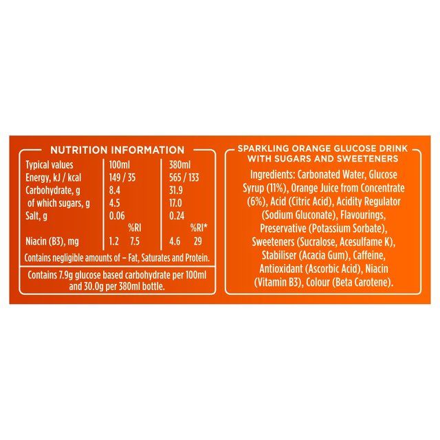 Lucozade Energy Drink Orange 4 x 380ml