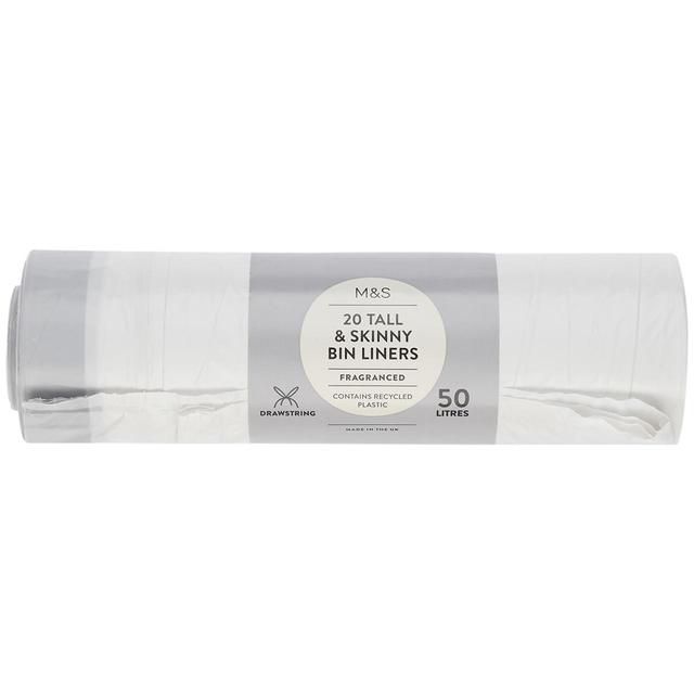 M&S 20 Tall & Skinny Fragranced Drawstring 50L Bin Liners 20 per pack