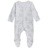 M&S 3 Pack Lion Sleepsuits Silver Grey 0-3 Years