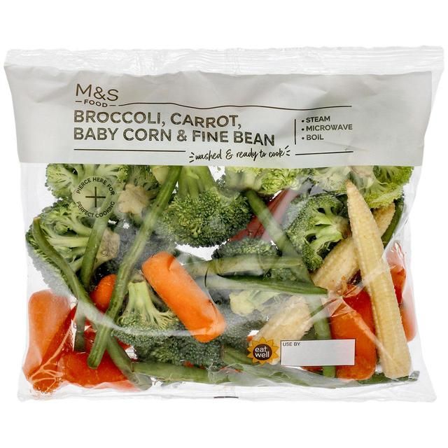 M&S Broccoli Carrot Baby Corn & Fine Bean 320g