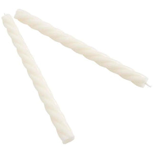 M&S Collection Set of 2 Twisted Dinner Candles White 2 per pack