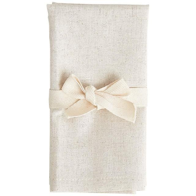 M&S Collection Set of 4 Cotton Rich Napkins with Linen One Size Natural 4 per pack
