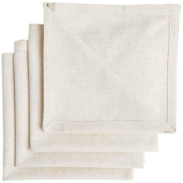 M&S Collection Set of 4 Cotton Rich Napkins with Linen One Size Natural 4 per pack