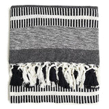 M&S Cotton Rich Woven Monochrome Stripe Throw One Size Cream Mix