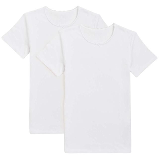 M&S Girls 2 Pack Thermal Cotton Blend Vests 2-12 Years White