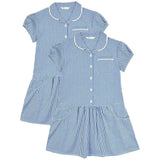 M&S Girls Cotton Gingham School Dresses '5-6 Years Mid Blue 2 per pack